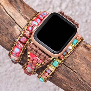 Vörös jáspis karkötőszíj (Apple Watch)